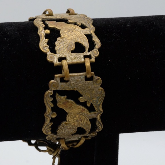 Vintage metal Panel bracelet featuring Bird designs - Picture 13 of 16